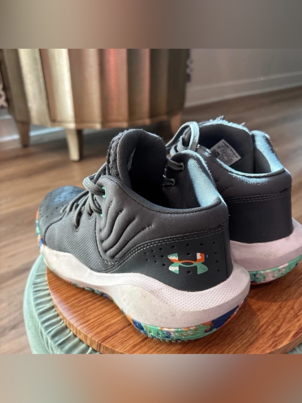 Under Armour Kids' Gray Sneakers with Multicolor Sole Accents